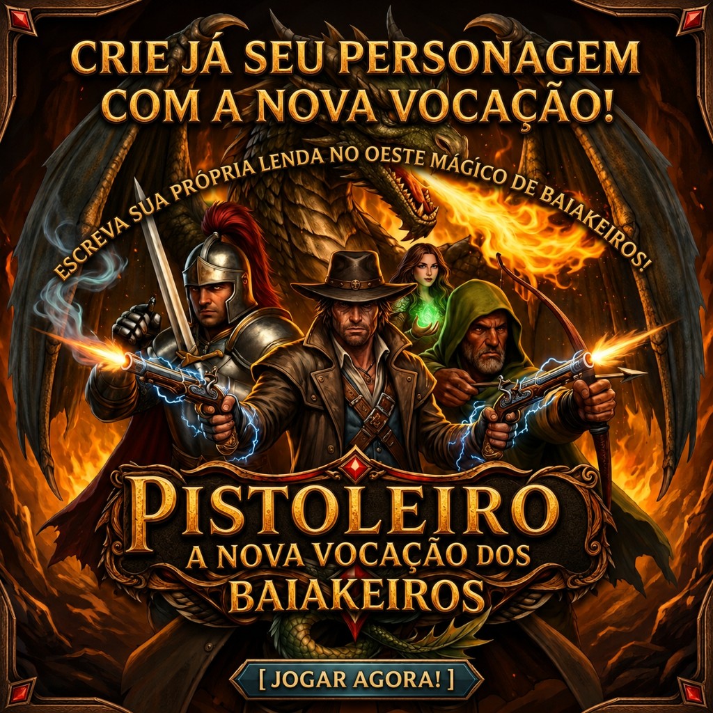 Pistoleiro — a nova vocação dos Baiakeiros. Crie já seu personagem!